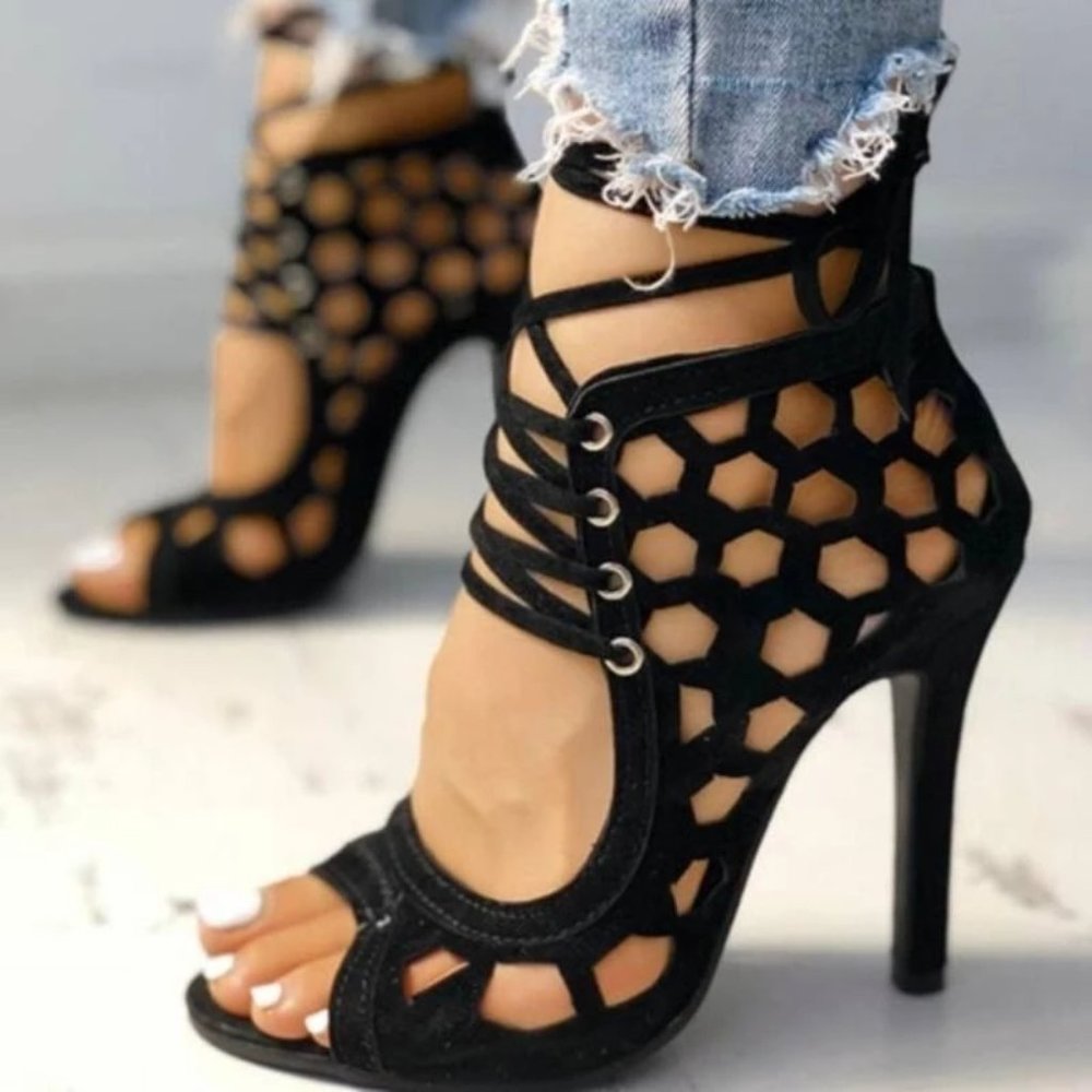 Summer Women High Heels Sandals Peep Toe - Picture 2 of 2